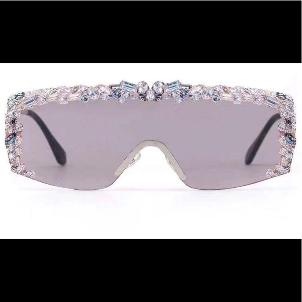 WOMEN FLAT TOP RECTANGLE RHINESTONE SUNGLASSES